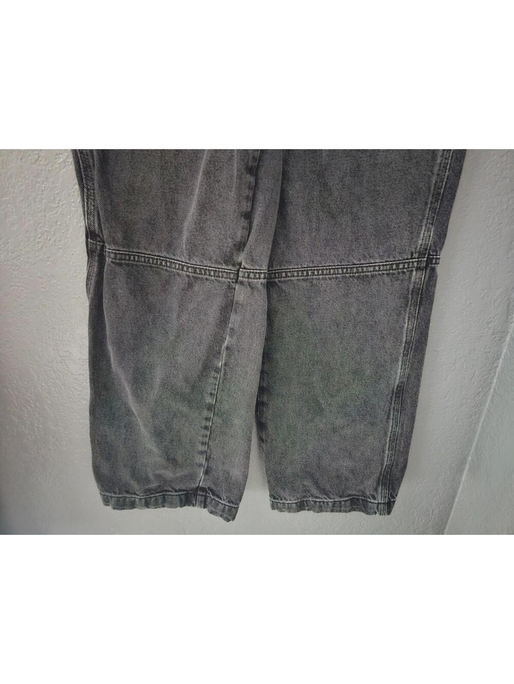 Women's H&M Divided Cargo Denim Jeans Pants Straight Leg Black Washed Size 0 - Picture 7 of 10